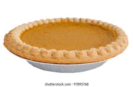 One Whole Pumpkin Pie Isolated Over White