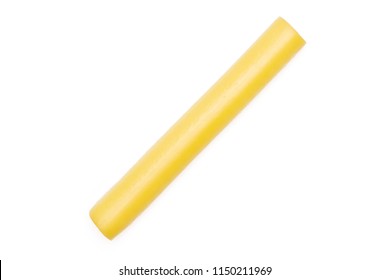 One Whole Smoked Slovak String Cheese Stick Flatlay Isolated On White Background