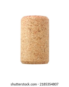 One wine bottle cork isolated on white, top view