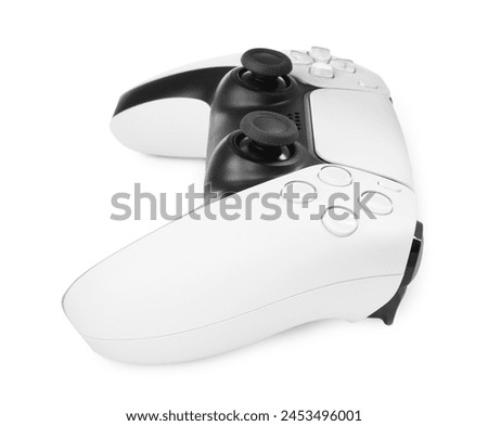 One wireless game controller isolated on white