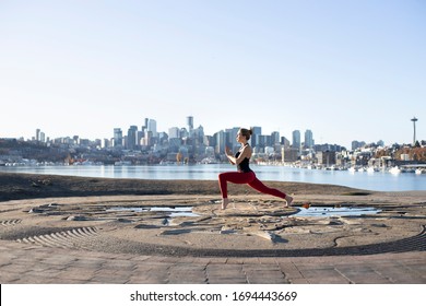 One Woman Does Yoga Pose For Stress Relief Exercise City Lifestyle