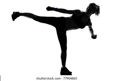 one woman exercising workout fitness aerobic exercise posture on studio isolated white background - Powered by Shutterstock