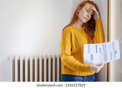 One Woman Suffering Cold At Home And Gas Energy Expenses