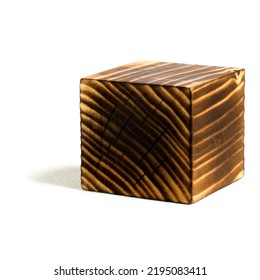 One Wooden Cube Isolated On White Background