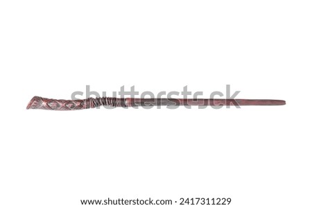 One wooden magic wand isolated on white, top view
