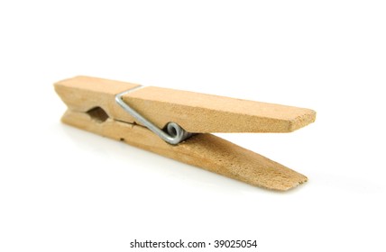 One Wooden Peg Isolated On White Stock Photo 39025054 | Shutterstock