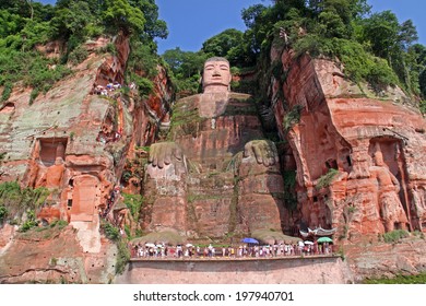 One of the world's largest budga statue in Leshan, Sichuan, China (it is carved out of mountain and 71 meter tall)