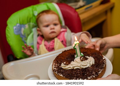 One Year Old Baby Girl Celebrating Her Birthday With A Chocolate Cake Smash Party 