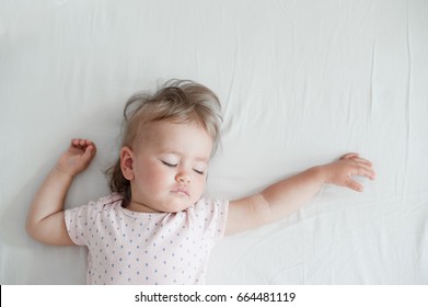 One Year Old Baby Girl Sleeping.