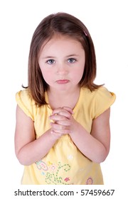 One Young Girl Child Begging Looking Up At Viewer And Hoping For Something