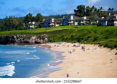 Oneloa Beach along the Kapalua Coastal Trail on West Maui, Hawaii - Picturesque beach with translucid waters in the Pacific Ocean
