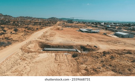 Ongoing Road Construction Work with Heavy Machinery