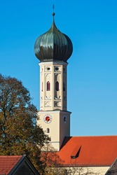 Onion Dome Of The Church In Waakirchen, Upper Bavaria, Bavaria, Germany, Europe