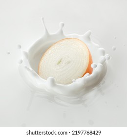 Onion Falls Into Milk, Yoghurt, Sour Cream, Splash