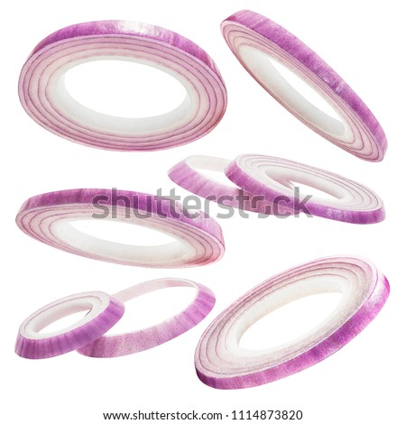 Onion slice for food or burger ingredient isolated on white background with clipping path
