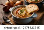 Onion Soup: Classic French soup made with caramelized onions and beef broth, often topped with a slice of bread and melted cheese.

