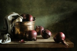 Onions In A Copper Bucket