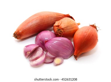 onions shallots isolated on white background