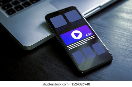 Online advertising on mobile device - Programmatic Advertising cross targeting. Targeted inbound ad and digital marketing industry ads effect concept - Shutterstock ID 1524326948