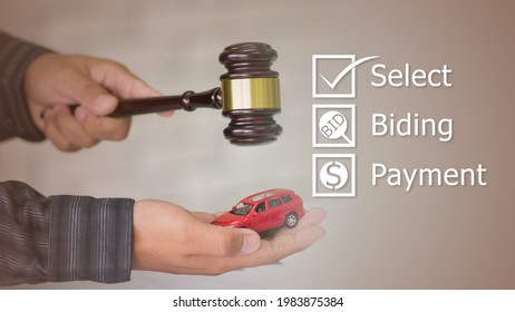 Online Bidding Car Auctions Has Symbols, Selection, Auction, Payment.