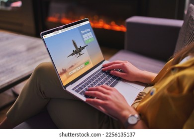 Online booking plane tickets using computer 