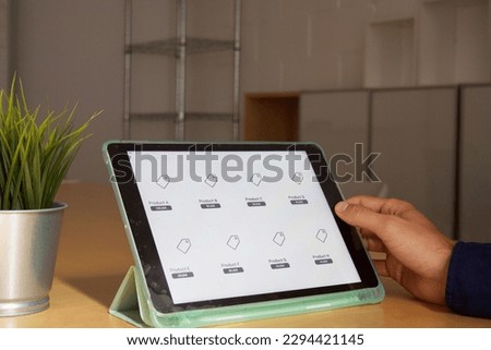 online catalog b2b in a tablet for creating a purchase order
