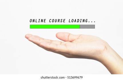 Online Course Loading Progress Bar Design With Hand, Business Style Concept                               