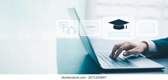 Online course offered by school revolutionizes education, utilizing e-learning and web-based teaching methods to enhance cognition and facilitate study in cyberspace. course, education, online, study - Powered by Shutterstock