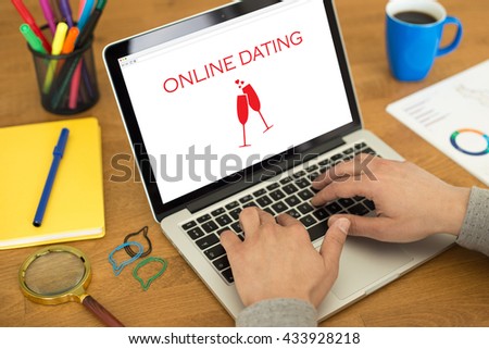 Online dating website on a laptop display