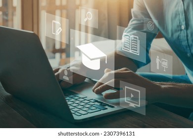 online degree, e-learning education concept, learning online with university diploma, internet education - Shutterstock ID 2307396131