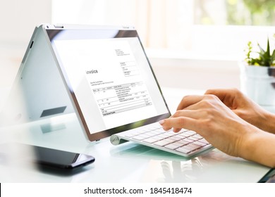 Online Digital E Invoice Statement On Tablet