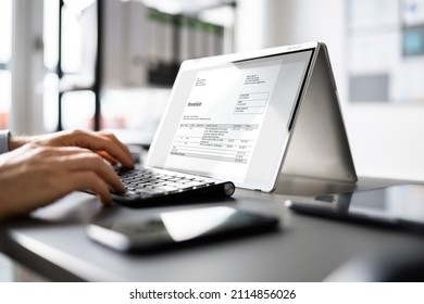 Online Digital E Invoice Statement On Hybrid Laptop - Shutterstock ID 2114856026