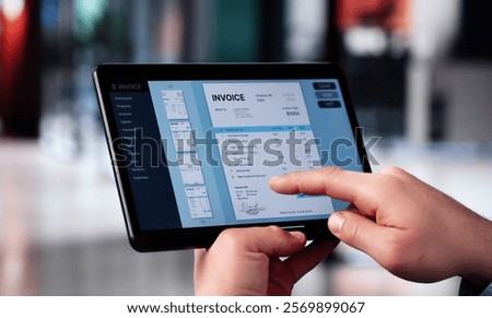 Online Digital E Invoice Statement On Tablet