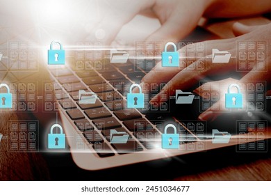  Online documentation database. AI document management system DMS concept. FTP (File Transfer Protocol), Secure FTP. Internet cloud technology, exchange information and data storage concept           