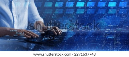  Online documentation database and document management system concept. Process automation to efficiently manage files.