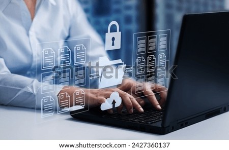  Online documentation database;  document management system DMS concept.  FTP (File Transfer Protocol), Secure FTP. Internet cloud technology, exchange information and data storage concept.           