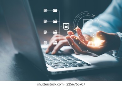 Online documentation database and process automation to efficiently manage files, IT staff working with Document Management System (DMS), Corporate business technology. Cognition on modern management.