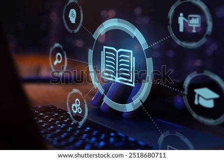 online education concept, e-learning, learn on internet by distance
