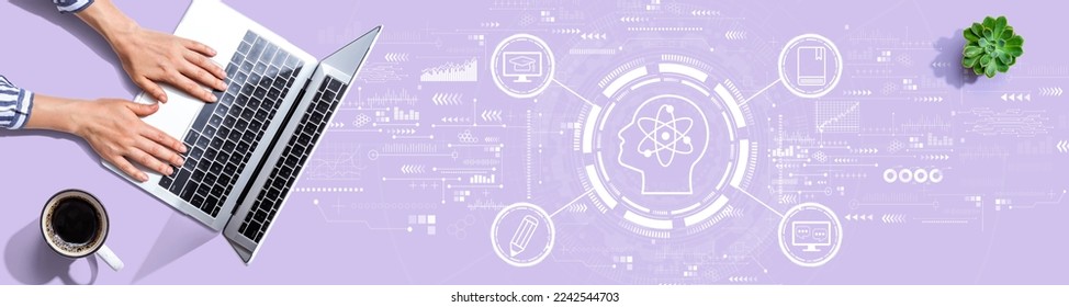 Online education concept with person using a laptop computer - Shutterstock ID 2242544703