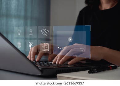 Online Education, E-learning, Digital learning, Distance learning, online study course, virtual classroom, online training, education technology, business digital education, webinar, video tutorial.