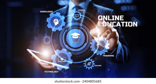 Online education internet learning e-learning concept on digital interface.