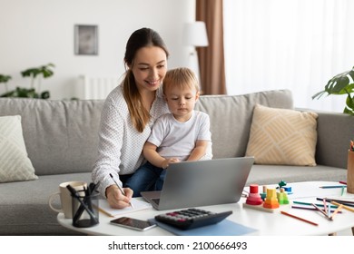 Online Education Young Mother Holding Baby Stock Photo 2100666493 ...