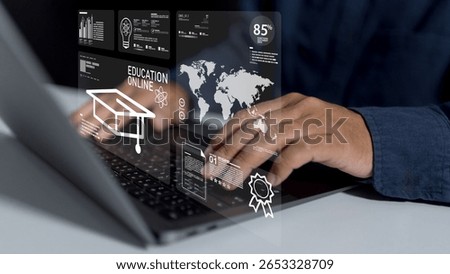 Online e-learning platform leverages artificial intelligence, digital technology, virtual library, electronic book, and global network for business education and interactive course connection