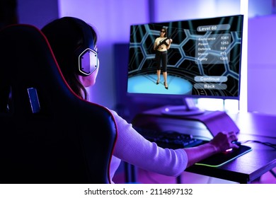 Online Esports PC Player. Young Gamer Girl