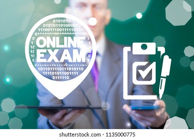 Online Exam. E-learning webinar digital web education. Internet examination training quiz concept. - Powered by Shutterstock - Get 15% off with code: PIKWIZARD15