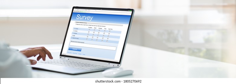 Online Feedback Or Business Survey Form On Computer