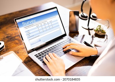 Online Feedback Or Business Survey Form On Computer