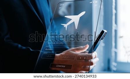 Online flight booking application interface, airline ticket reservation, mobile flight search, Business travel management, Travel technology platform, mobile travel app, Vacation planning