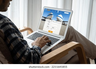 Online Flight Booking Website Provide Modish Reservation System . Travel Technology Concept .