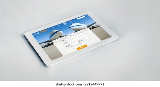 Online Flight Booking Website Provide Modish Reservation System . Travel Technology Concept .